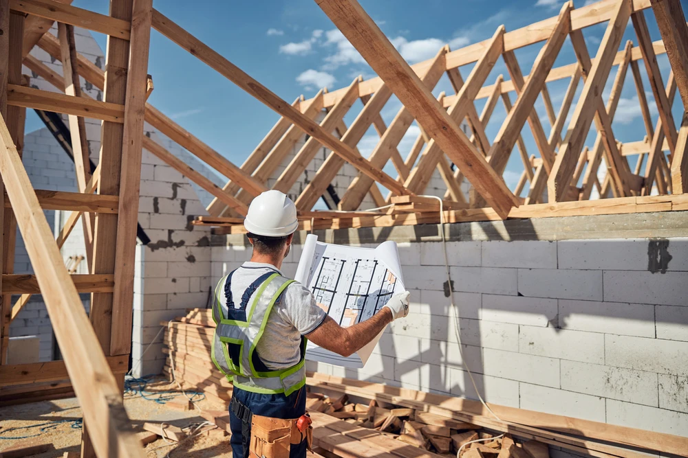 Chantier de construction résidentielle en extérieur
